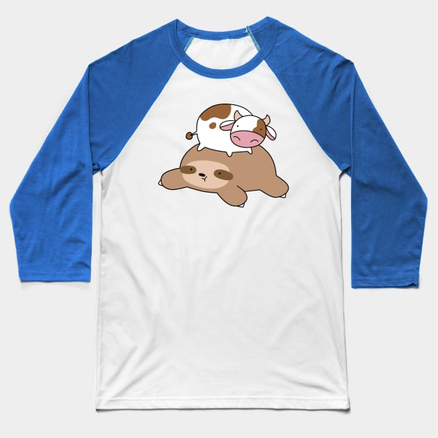 Little Cow and Sloth Baseball T-Shirt by saradaboru